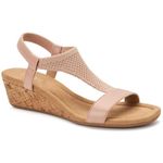 Alfani Womens Vacanza Faux Leather Wedge Sandals Pink 10 Medium (B,M)