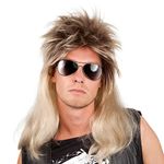 Boland 86060 - Ryan wig, mullet, blond brown, 80s, artificial hair, assi hairstyle, proll, rock star, tracksuit, bad taste party, accessory, theme party, carnival