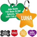 GoTags Pet ID Personalized Pet Tags for Dogs and Cats. Front & Backside Engraving and Sizes. Anodized Aluminum. Star Shape Regular.