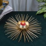 Famia Home Star Burst Tealight Candles | Golden Tealight Candle Holders | Diwali Decoration Items for Home Decor | Candle Holder for Table Decor & Room Decor, Size -24 * 24 * 5 cm