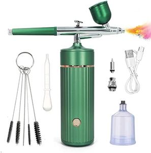 Nlapldy Airbrush Kit with Compressor Portable Auto Handheld Gun 0.3mm Tip 30Psi air pressure 7.4V Rechargeable Compressor for Painting Tattoo Nail Art Model Coloring Makeup and Cake Decorating Green