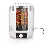 NutriChef Vertical Rotisserie Oven, Countertop Kebab Maker, 10L Shawarma Grill Machine, Chicken Spit Roaster for Perfectly Roasted Chicken, Turkey, Lamb, With Skewer, Basket & Drip Tray, White