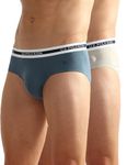 U.S. POLO ASSN. Men's Cotton Blend Classic Solid Briefs (Pack of 2) (OEB09-P2_Fog Teal Grey