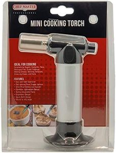 Mini Cooking Torch, Kitchen Blow Torch, Food Torch Lighter for Cooking, Self-Igniting Peizo Trigger Adjustable Flame for Creme Brulee, Desserts, BBQ, Crafts, Soldering by Chef Master - Model 90269