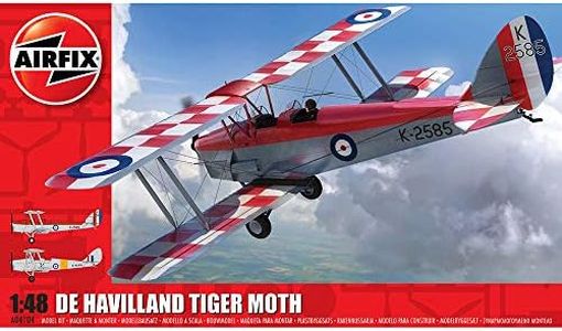 Airfix Model Set - A04104A de Havilland Tiger Moth Model Building Kit - Plastic Model Plane Kits for Adults & Children 8+, Set includes Sprues and Decals - 1:48 Scale Model