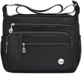 SHIFANQI Crossbody Bags for Women,Multiple Pockets Casual Ladies Shoulder Handbags,Waterproof Nylon Travel Purses, Lightweight Messenger Bag with Adjustable Strap (Large - Black)