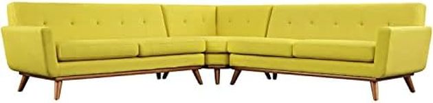 Modway Engage L-Shaped Sectional Sofa in Sunny