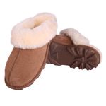 MYLUNE HOME Australian Real Sheepskin Slippers Ladies Luxuriously Soft and Durable Warm Sheepskin Fireside Slippers for Women Shearling Slippers Women’s Mule Fluffy Chestnut