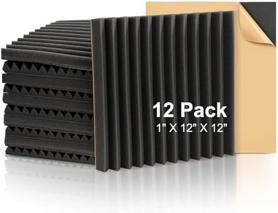 Fstop Labs Acoustic Foam Panels 1" X 12" X 12" Self-adhesive Acoustic Studio Wedge Tiles, Sound Panels wedges Soundproof Foam Padding Sound Insulation Absorbing Home and Office