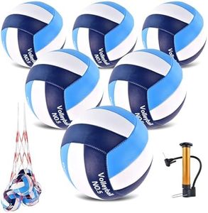 ELKCIP 6 Pack Volleyballs Official Size 5, Soft Bulk Recreational Volley Balls with Pump and Net Bag for Indoor Outdoor Beach Pool Water Sand Game Training Match for Beginner Women, Navy Blue