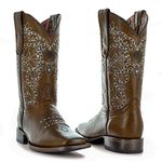 Soto Boots Womens Studded Cowboy Boots M50054, Tan, 10.5