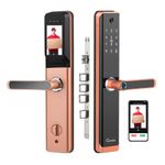 LAVNA Stainless Steel Digital Smart Door Lock With Camera,Fingerprint,Wifi + Bluetooth,Mobile App,Otp,Pin,Rfid Card And Manual Key Access For Wooden Doors(La24)(Camera + Wifi + Bluetooth)