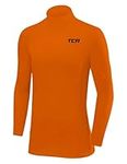 TCA Men's SuperThermal Compression Base Layer Football Running Top Long Sleeve Thermal - Mock Neck - Orange, S