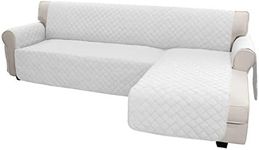 Easy-Going Sofa Slipcover L Shape Sofa Cover Sectional Couch Cover Chaise Lounge Cover Reversible Sofa Cover Furniture Protector Cover for Pets Kids Children Dog Cat (Small, White/White)