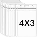 AMUU 12 Pack Badge Holders Large 4x3 Name Badge Holders Clear Plastic Card Protector Large ID Card Holder Name Tags Nametags Holders