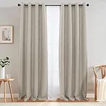 jinchan Linen Textured Curtain for Living Room Darkening 84 Inch Long Bedroom Curtain Thermal Insulated Curtain Greyish Beige Curtains Grommet Top Window Curtain 1 Panel