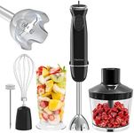 Immersion Blender Set for Kitchen,500W Extra Quiet Emulsion Blender Handheld,12 Speed Electric Hand Mixer with BPA Free Attachments:Chopper Bowl,Whisk,Milk Frother,Measuring Cup