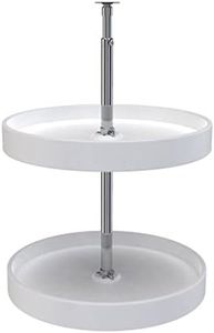 Rev-A-Shelf 18 Inch Dual Full-Circle Lazy Susan Organizer for Upper Corner Kitchen Cabinets, Plastic Home Storage 2 Tier Shelves, White, 6012-18-11-52
