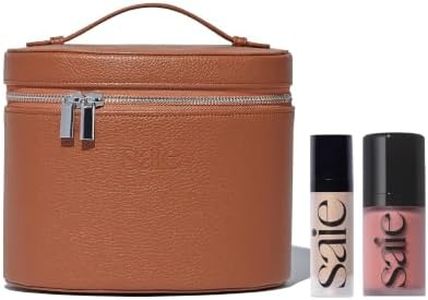 Saie Mini Brown Vanity Case Bundle, Flushed Glow Makeup Kit (3 ct)