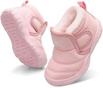 QFH Baby Boys Girls Boots Infant Winter Walking Shoes Soft Sole Non-Slip Newborn Shoes Kids Pink 12-18 Months Infant