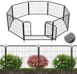 SPECILITE Garden Decorative Fence with Gate, 24in(H) X 32in(L) 8 Panels, No Dig Animal Barrier, Dogs Rabbits Pets Blocker, Rustproof Metal Protectors for Yard, Outdoor, Patio, Temporary, Backyard