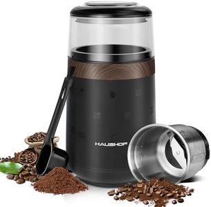 HAUSHOF Coffee Grinder Electric, One Touch Spice Grinder, Herb Grinder, Grinder for Coffee Bean Spices and Seeds with 1 Removable Stainless Steel Bowl, Dry Grinder-Black