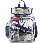 Eastsport Heavy Duty PVC Transparent Backpack Large Clear Book Bag for Festivals College Work, Midnight Blue, One Size, Classic