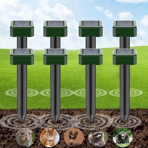 Mole Repellent Solar Ultrasonic 8 Pack,Outdoor Powered Sonic Deterrent,IP66 Waterproof,Groundhog Repeller Snake Rodent Gopher Spikes Chaser - Sonic Mole Deterrent Devices for Lawn Garden & Yard Home