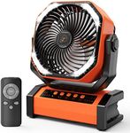 AddAcc 20000mAh Rechargeable Camping Fan - Battery Operated Fan with Light & Remote, Auto Oscillating, 4 Timer, 60 Hrs Work Cordless Tent Fan for Travel Outdoor RV Garage Power Outage Emergency