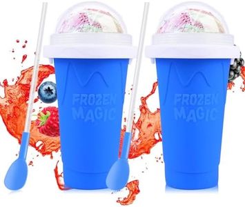 Slushie Cup 2 Pack DIY Slushy Maker Cup Frozen Magic Squeeze Cups for Juice Milk Yogurt Ice Cream Make, DIY Smoothie Cooling Cups with Lid & Straw for Kids Friends Family