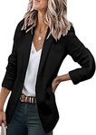 YMING Women's Fall Long Sleeve Office Jacket Lapel Collar Work Blazer Basic Cardigan with Pockets Black XL