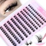 Zegaine Self Adhesive Eyelashes Natural Look Self Adhesive Lash Clusters Reusable Natural Cluster Lashes Clear Band Individual Short Eyelashes Wispy C Curl Self Adhesive Lashes No Glue Needed 10-14MM