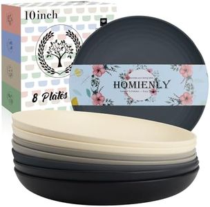 Homienly Premium Wheat Straw Dinner Plates, Reusable 8 PCS Unbreakable Plates 10 inch Plate Set, Alternative Plastic Plate Microwave and Dishwasher Safe Plates Set for Home - GreyStone
