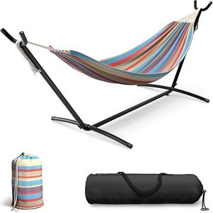 Sorbus 2-Person Luxury Hammock with Steel Stand- Premium Cotton Blend 60" Large Bed- Heavy Duty 450lbs Portable w/Carrying Case - for Garden Yard Patio Outdoor Camping Gifts- Washable