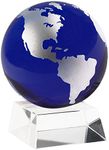 Amlong Crystal 3 Inch Blue Globe with 2 Inch Crystal Stand and Gift Box