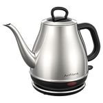 Anfilank Electric Gooseneck Kettle, 1L 1500W Fast Boil, 100% Stainless Steel BPA Free Pour-Over Coffee & Tea Kettle, Water Boiler with Auto Shut & Boil-Dry Protection, Silver