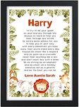 Christening Poem Gift For Goddaughter Godson, Personalised Christening Gift From Godparents Godmother Godfather, Naming Day Ceremony Baptism Present, Jungle Animal Safari