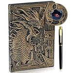 3D Dragon Embossed Journal Writing Notebook with Pen Set,Hardcover DND Journal Handmade Daily Notepad Travel Diary,RPG Accessories Gift for Men Women