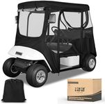 10L0L 2-Seat Golf Cart Enclosure for EZGO TXT,Mosquito-Proof,Waterproof 600D Material,Side Mirror Opening, Transparent Tail Light Panel,Foldable Door, Windshield,Four-Sided Clear Windows