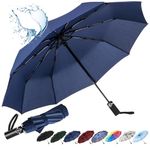 inaWarm Travel Umbrella, Strong Large Umbrellas Automatic Open Close, Folding Umbrella with 10 Ribs and Teflon Coating, Portable Umbrella Rain Resistant for Men Women