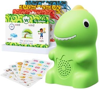 Dinosaur Talking Pen with Phonics Cards, Montessori Toys for Toddlers, Autism Sensory Interactive Toys, Educational Birthday ABC 123 Learning Set, 73PCS Flash Cards & 6 Stickers