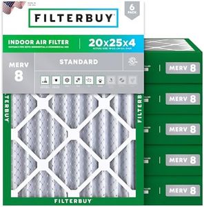 Filterbuy 20x25x4 Air Filter MERV 8 Dust Defense (6-Pack), Pleated HVAC AC Furnace Air Filters Replacement (Actual Size: 19.38 x 24.38 x 3.63 Inches)
