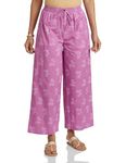 Amazon Brand - Myx Women's Relaxed Bottom (PAG 226_Ferns and Flowers (Lavender) _Large)