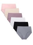 Fruit of the Loom Womens Cotton Briefs, 6 Pack - Neutral Colours, 9 US