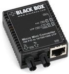 Black Box Micro Mini Media Converter, 10-/100-/1000-Mbps Copper to 100-Mbps Duplex Fiber, Multimode, 1310-nm, 5 km, ST