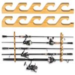 PLUSINNO H5 Horizontal Fishing Rod/Pole Holders, Fishing Pole Holders for Garage, Wall or Ceiling Mounted Fishing Rod Rack…