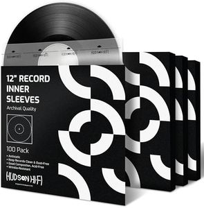 Hudson Hi-Fi 3 Layers HDPE Anti-Static 100 Vinyl Record Inner Sleeves - Durable Clear Disc Sleeves- Protect Your LP Albums from Scratches, Dust & Dirt - Acid-Free Rice Paper Interior Disc Covers