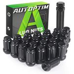 AUTOPTIM 1/2-20 23PCS Lug Nuts - Replacement for 1987-2018 Jeep Wrangler JK, 2002-2012 Liberty, 1993-2010 Grand Cherokee Aftermarket Wheel Nuts, 17mm Hex, Black Closed End Short Nuts with Socket Key