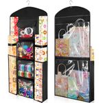 Woodoulogy Hanging Gift Wrapping Paper Storage, 40"X17" Black Double-Sided Christmas Wrapper Bag Container, Oxford Craft Roll Organizer, Present Wrap Holder for Bedroom Closet, Door, Cabinet