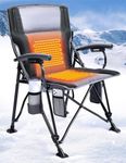 Docusvect Heated Camping Chair for Adults, Heats Back and Seat, 3 Heat Levels, Fully Padded Heated Folding Chair for Outdoor Sports with Cup Holder, Rich Pockets, Battery NOT Included